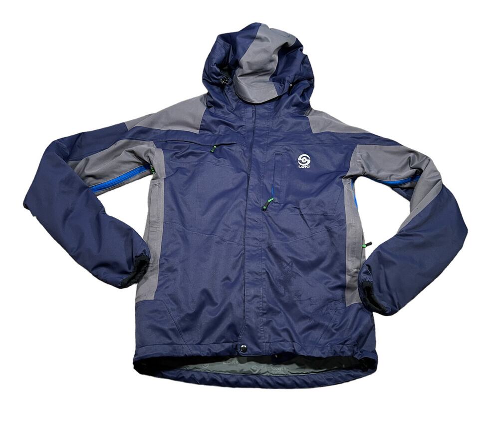 Loki Gear Storm Shell Jacket Navy Full Zip Pockets Pro Cuff Hood Men Small